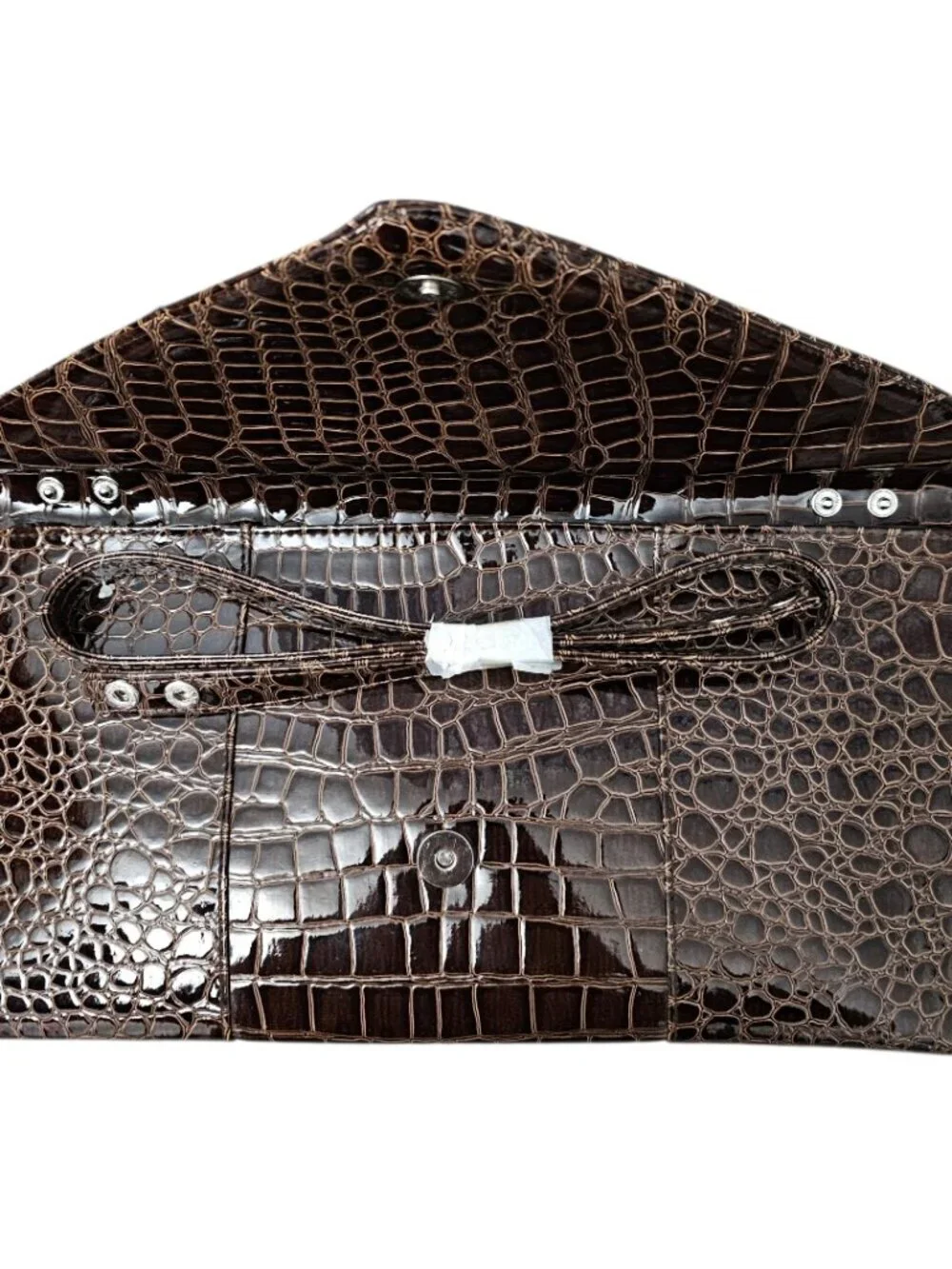 Cato New Envelope Clutch Croc Embossed Vegan Leather Large Brown Shoulder Bag